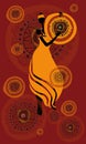 African woman dancing with a tambourine ethnic dance Royalty Free Stock Photo